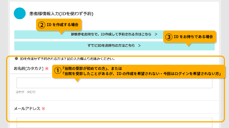 患者様情報を入力します